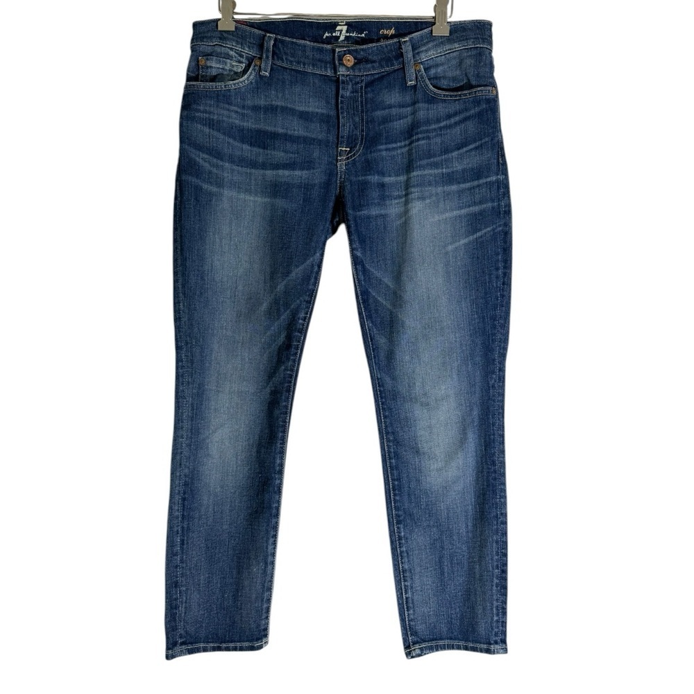 7 For All Mankind Jeans Womens 30 Roxanne Crop Straight Leg Dark Wash Blue